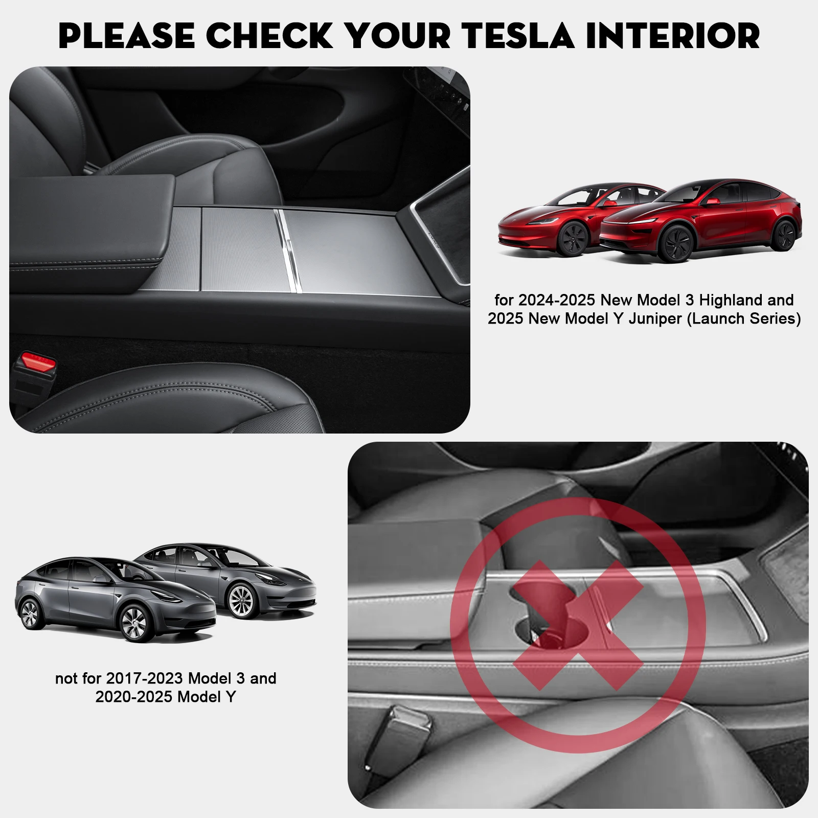 Kunist for Tesla Model Y Juniper 2026 Center Console Tray Cup Holder Accessories