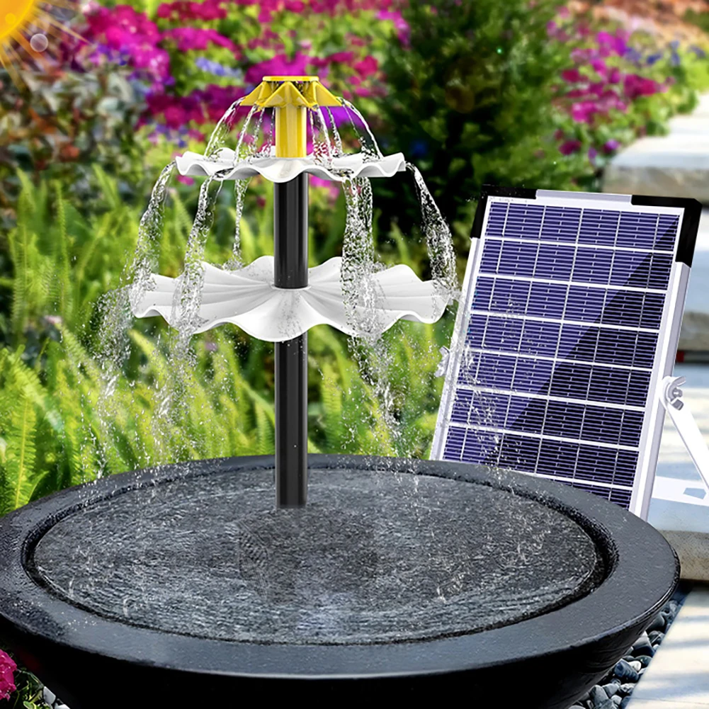 

Solar Bird Bath Fountain Solar Water Pump 4 Nozzles 2 Charging Methods 10 Ft Wire 10W Solar Collector 3-tier Waterfall Garden