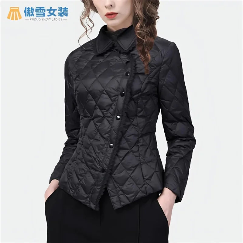 Spring Autumn Female Slim Waist Down Cotton-padded Jacket Women Short Lace Doll Collar With High-grade Thin Cotton-padded Coat