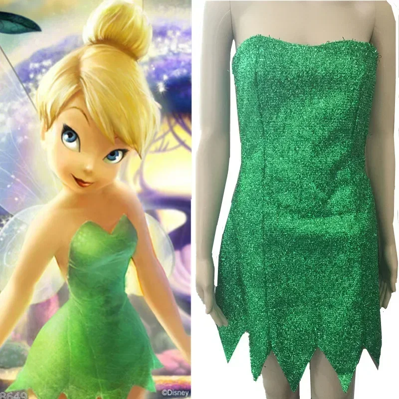 

Miss Tinker Bell Cosplay Costume And Wigs Set Dress Suit Tinkerbell Party Sexy Cosplay Mini Dresses With Wig