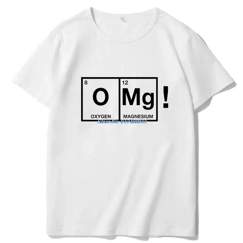 OMG Chemistry Periodic Table Fashion Graphic T Shirts Short Sleeve T Shirt Oversized T-shirt Summer Harajuku Men's Clothing