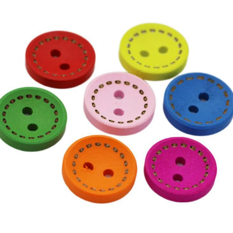 300 Pcs Wooden Round Craft Buttons,Mixed Color Buttons For Crafts Sewing DIY Children's Manual Button Painting