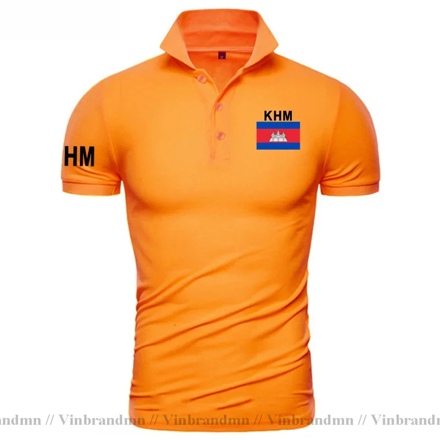 Cambodia Kampuchea Polo Shirts Men Short Sleeve Classic Brands Printed For Country 100% Cotton Nation Team KHM Cambodian Khmer view 5