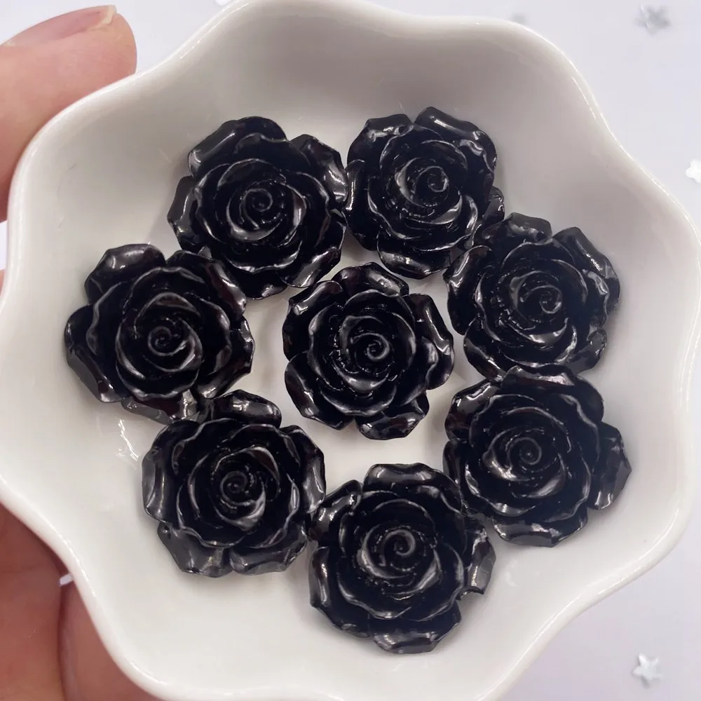 20mm Resin Shiny Rose Flatback Flower Rhinestone Gems Scrapbook Wedding Ornaments Applique Crafts DIY K910*3