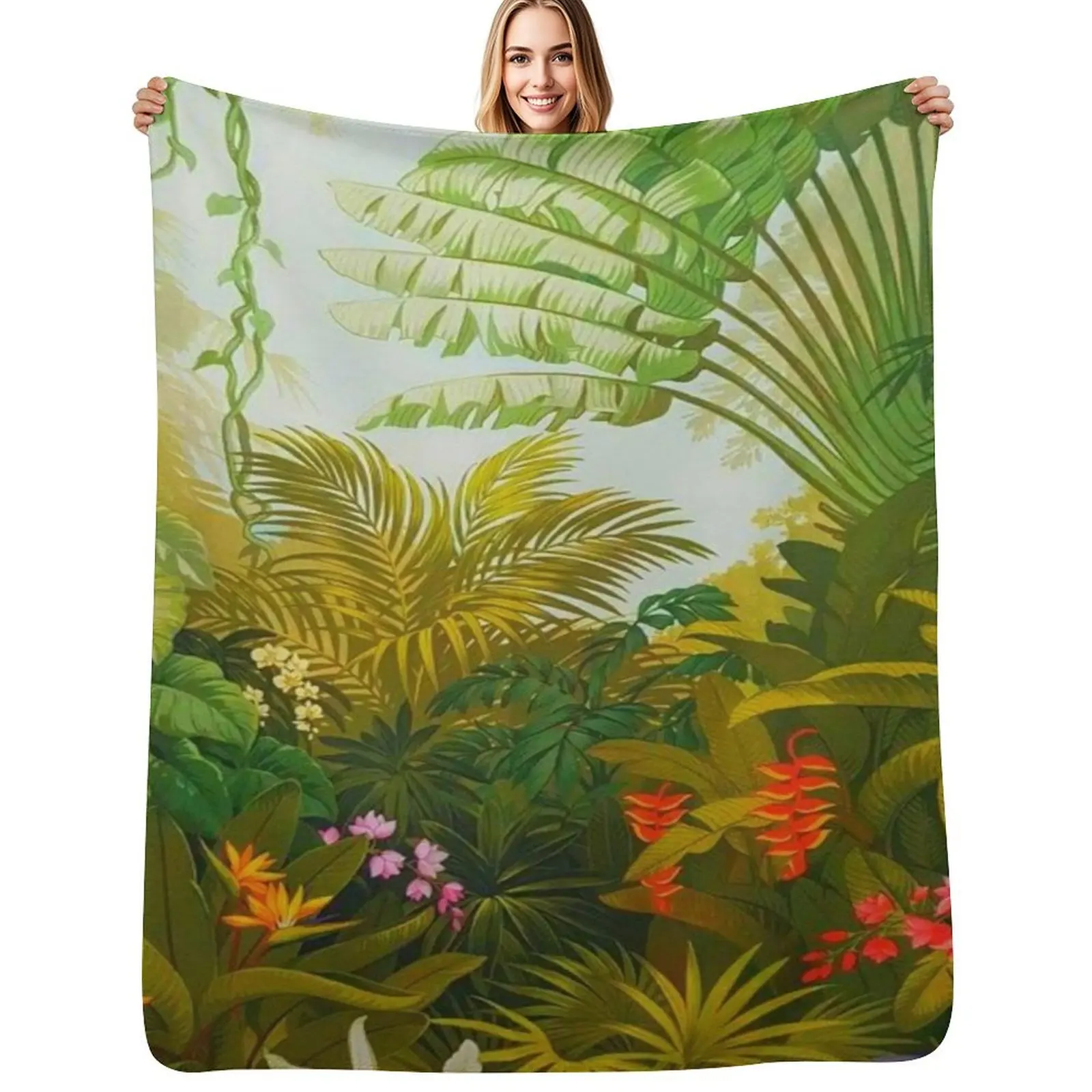 

Henri - Rousseau art Throw Blanket Flannels for winter For Baby Cute Plaid Blankets