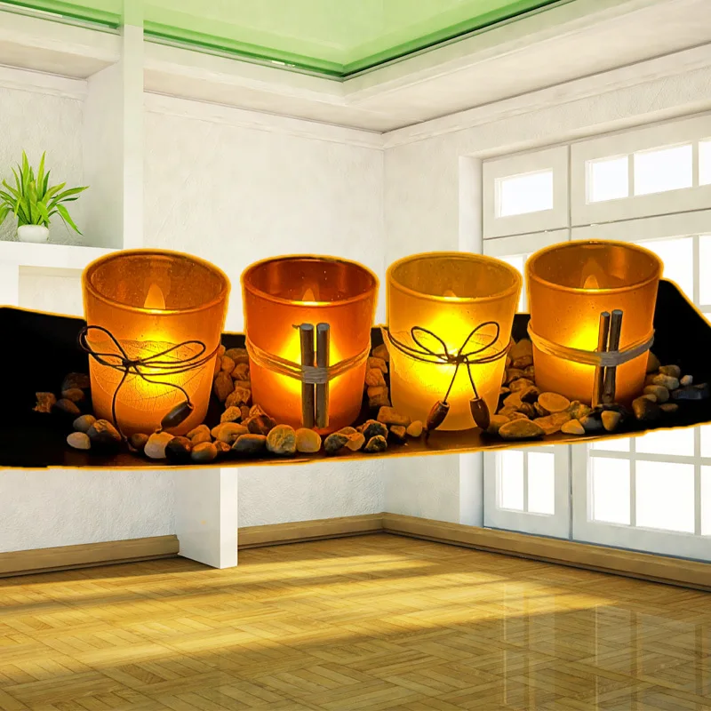 Candle Cup Stained-glass Interior Romantic Decoration Candlestick Container Homemade Aromatherapy Leaf Candlestick Cup