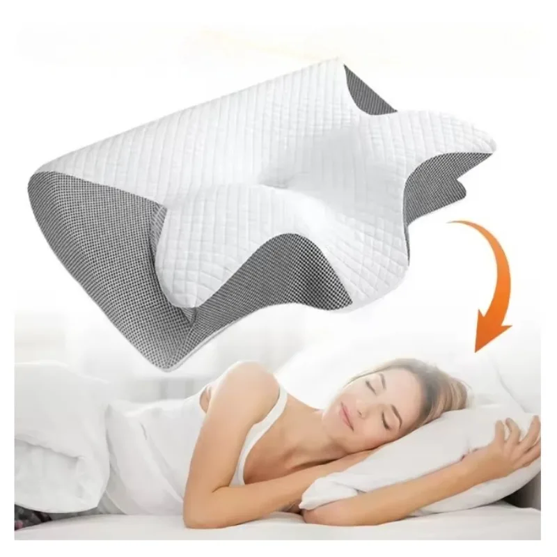 Rollenverpacktes Horn-Schmetterlingsform-Kissen mit langsamer Rückprall für den Heimgebrauch, Nackenstütze, Nulldruck-Memory-Schaum-Kissen