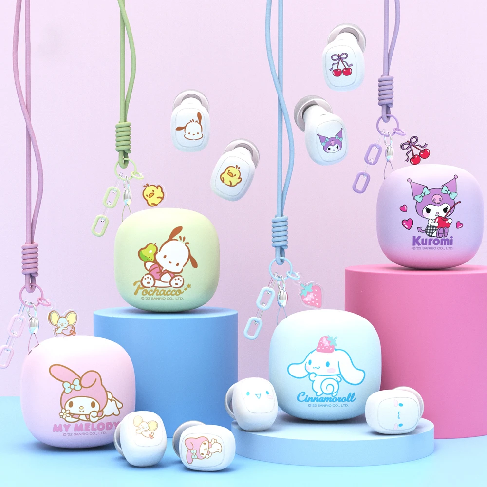 

Kawaii Sanrio Bluetooth Headphones Kuromi Wireless Headset Cinnamoroll Sport Noise Reduction Touch Control Game Melody Earphone