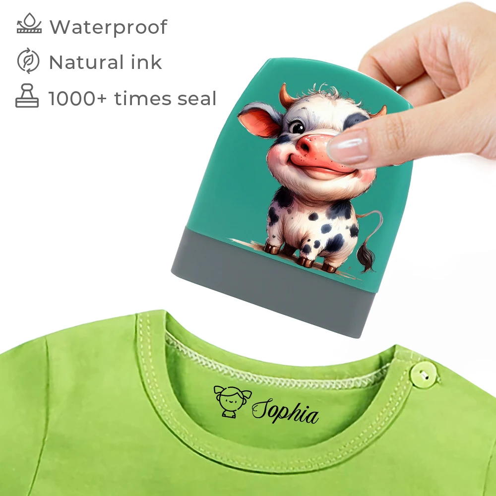 

Funny Cartoon Little Cow Personalized Name Stamp For Student Clothes Chapter Children's Kawaii Name Gift