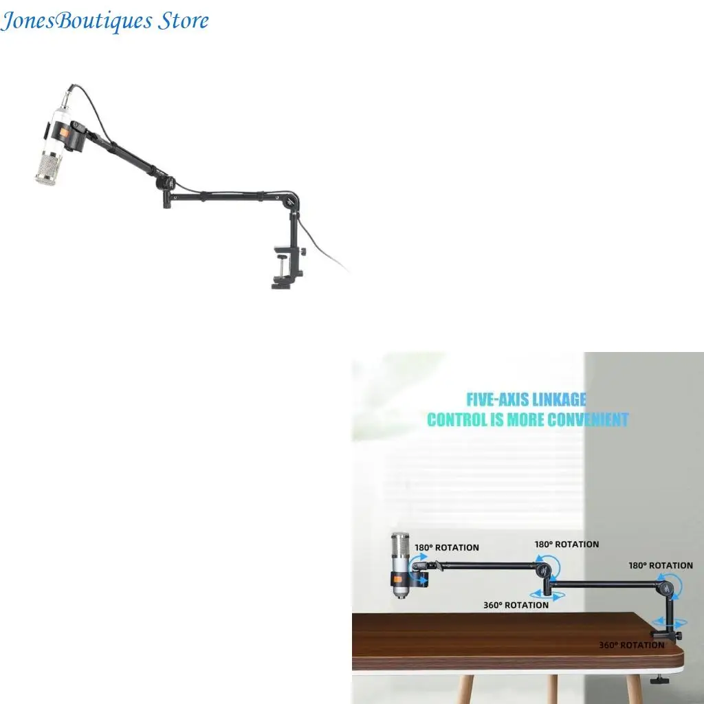 Streamlined Microphone Boom Desktop Microphone Holder for Enhances Stability W8KE