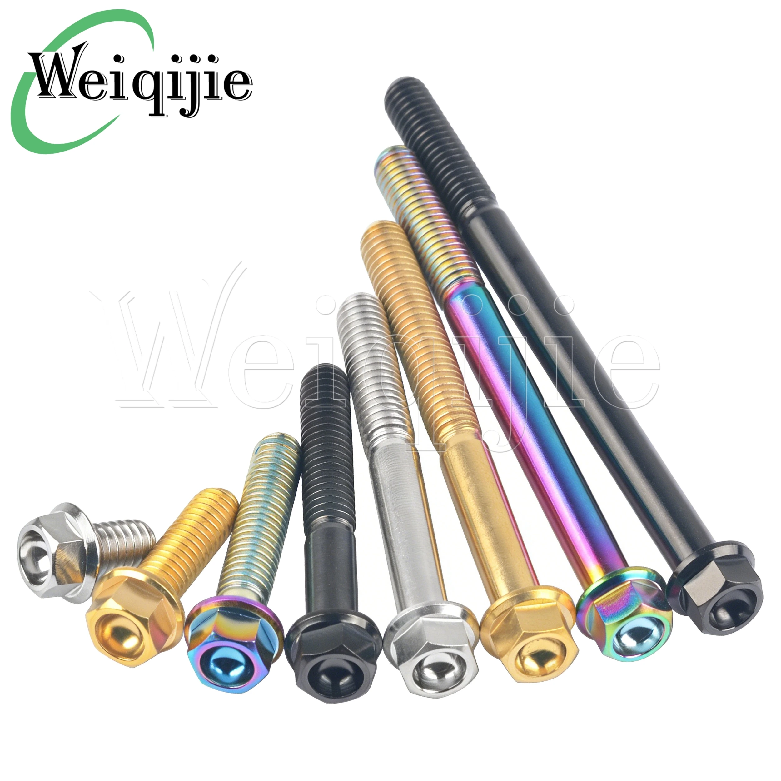 Weiqijie 6PCS Titanium Alloy M6x10~100mm Flange Head Bolts High Quality Precision Made Bolts For Car Modification