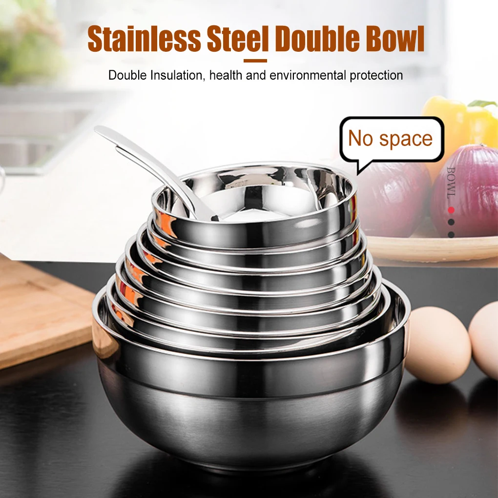 Stainless Steel Bowls Set 1.5-5L Capacity Nesting Mixing Bowl Kitchen Cooking Salad Bowls Vegetable Food Storage Container