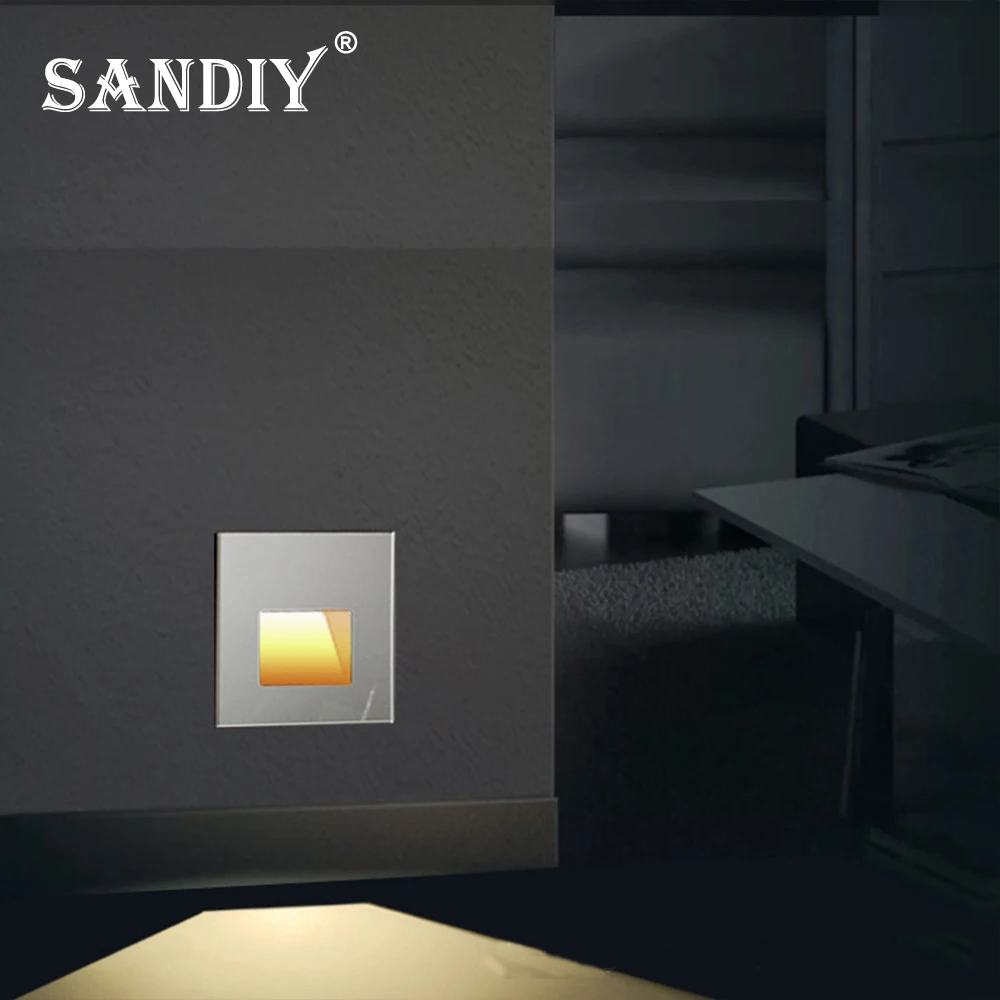 SANDIY Stair Radar Light Recessed Wall Lamp Motion Sensor Step Spotlights Indoor Staircase Nightlight for Corridor Bedroom White