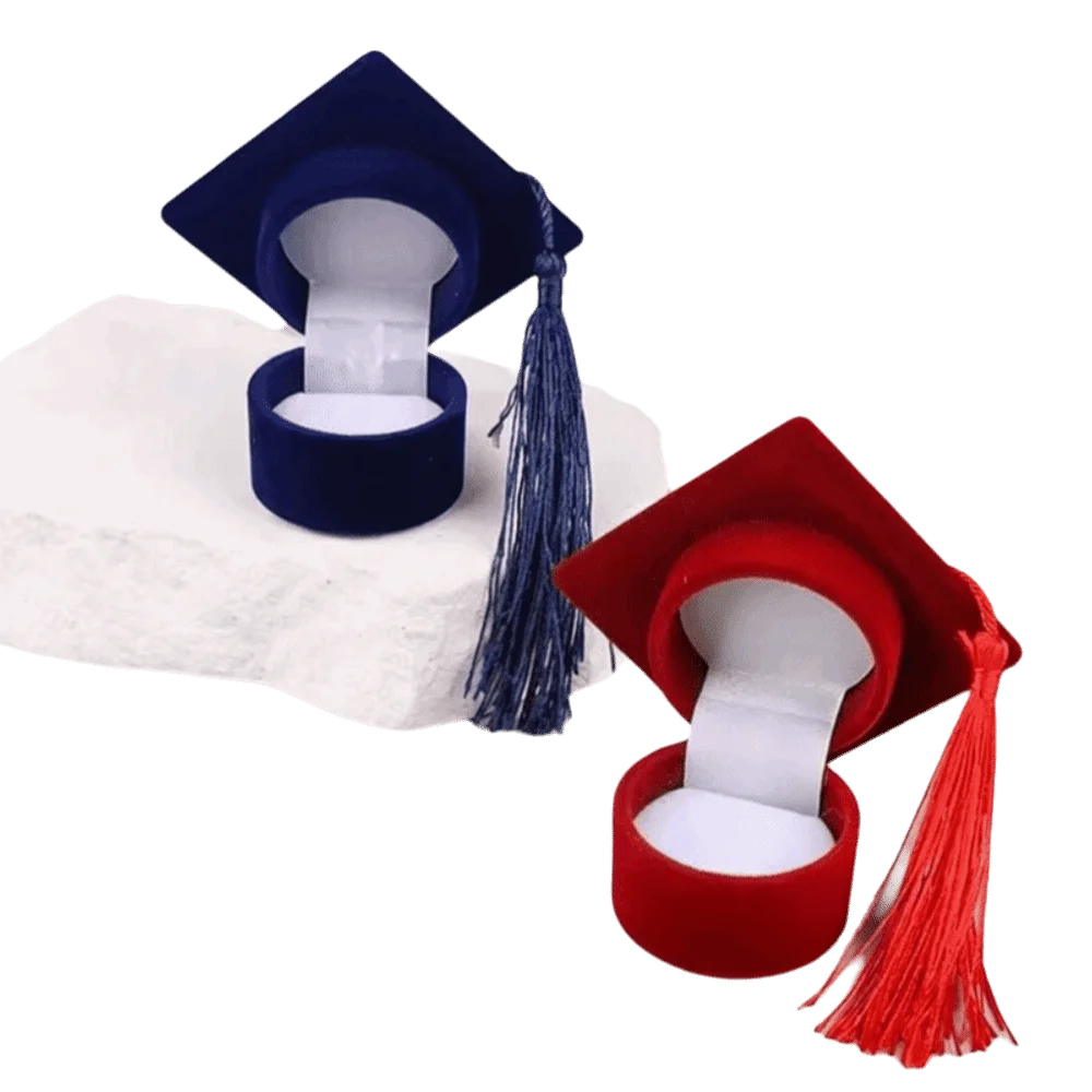 Velvet-Lined Graduation Cap Jewelry Box Multi-color Graduation Decor Phd Cap-Shaped Graduation Ring Box Portable Exquisite view 3