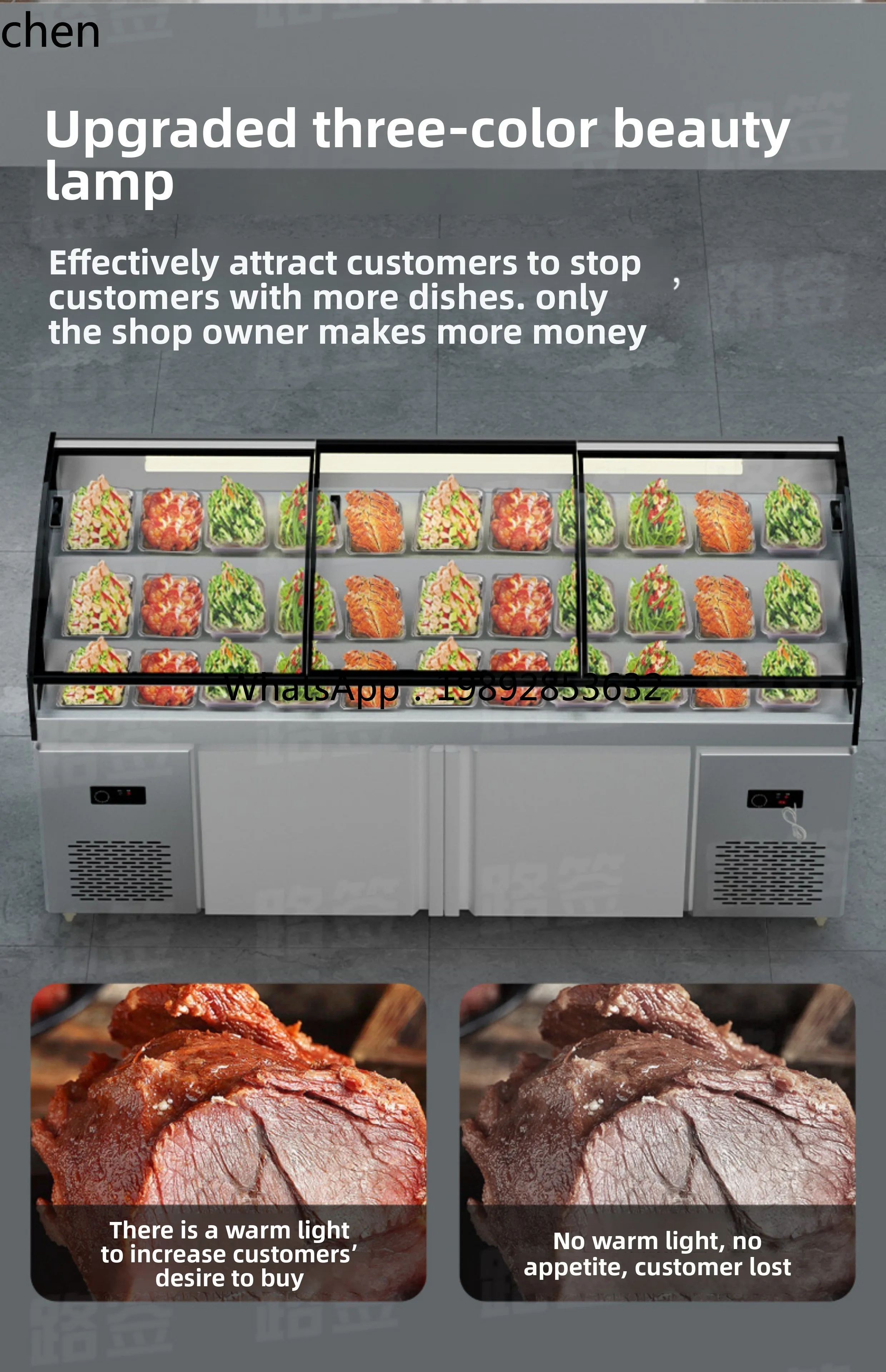 

Commercial Refrigerated Display Cabinet Cooked Food Fresh Keeping Cabinet BBQ String Freezer