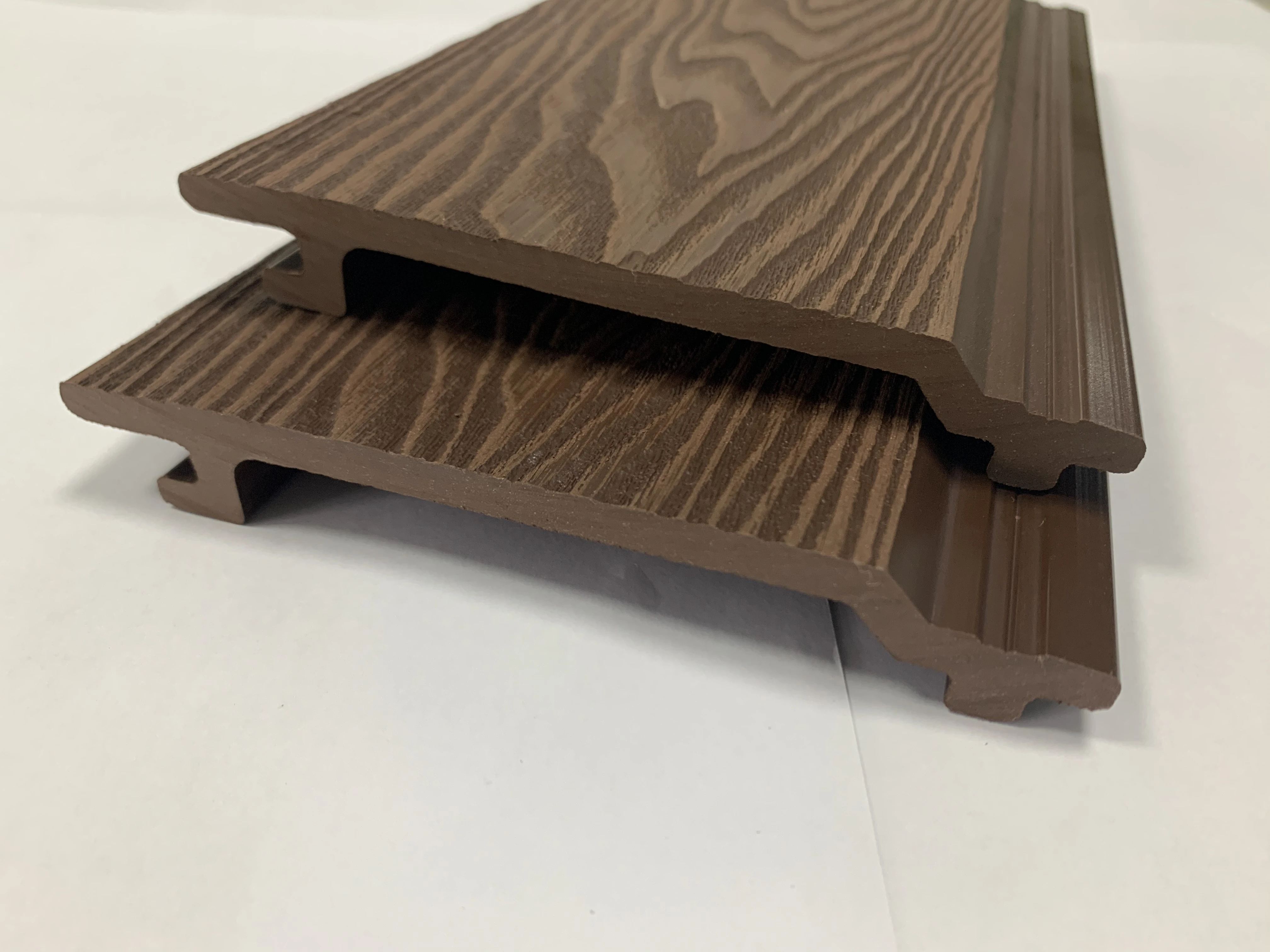 Hout Kunststof Composiet 3D Houtnerf Paneel Voor Buitenmuur Buiten Wpc Muur Bekleding Cover