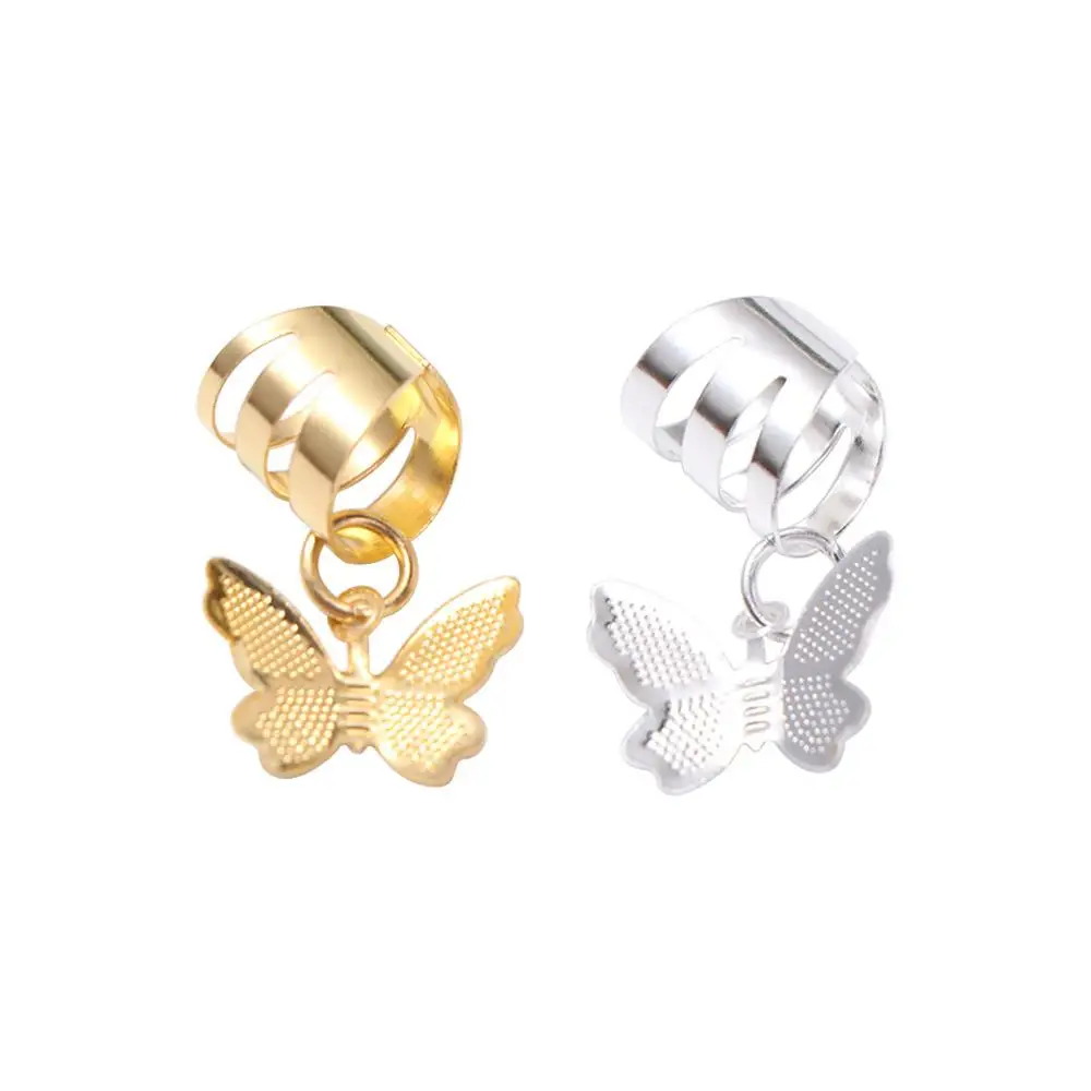 

20Pcs Butterfly Hollow Out Hair Ring Hair Braiding Dread Locks Dreadlocks Beads Metal Cuff Clips Dirty Braids Hair Braid Tubes