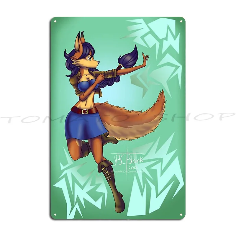 Sly Cooper and The Thievius Raccoonus Carmelita  Metal Plaque Poster Wall Cave Cave Retro Club Printed  Tin Sign Poster