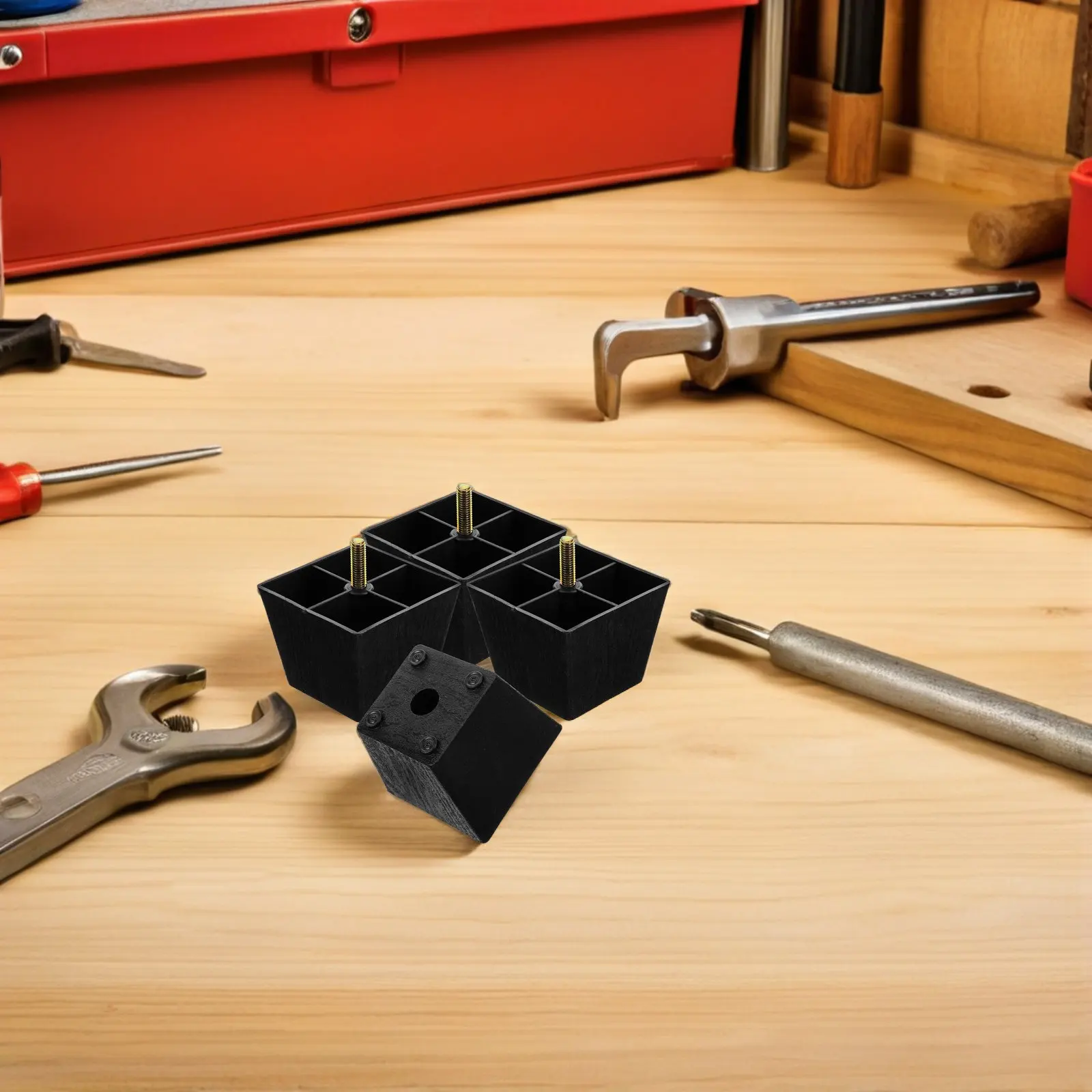 8Pcs Square Adjustable Sofa Feet Threaded Metal Plastic Furniture Legs Supports Couch Replacement Cabinet Feet Levelers Floor
