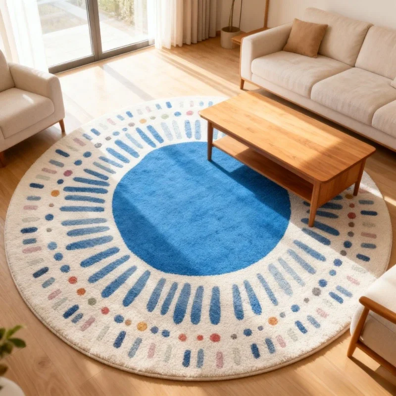 Cream Style Carpets for Living Room Dopamine Color Bedroom Decor Carpet Fluffy Soft Round Lounge Rug Home Thick Plush Floor Mat