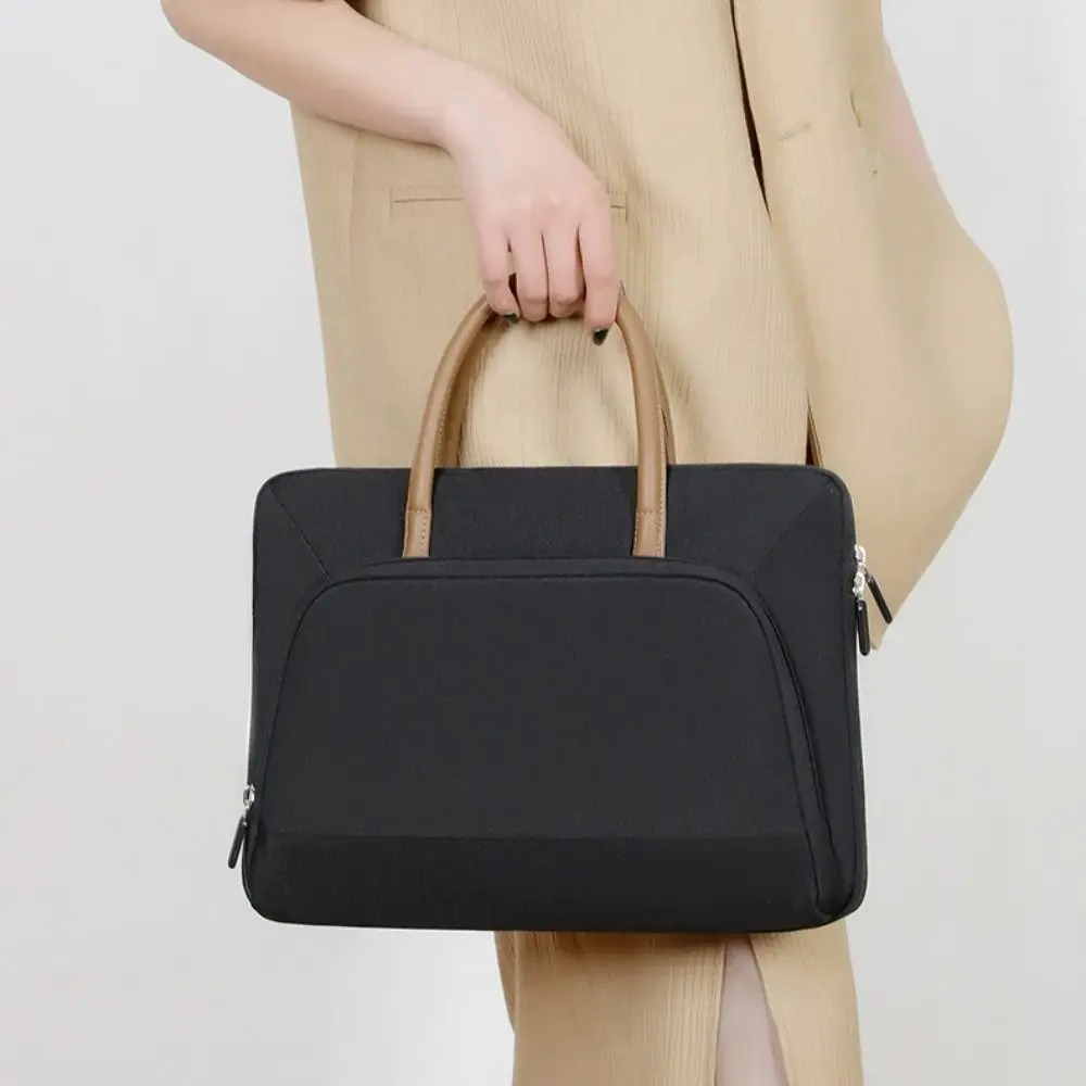 Mit Griff, tragbare Laptoptaschen, leichte, ultradünne Laptoptasche, Doppelreißverschluss, weiches Material, Notebook-Hülle, für den Bürogebrauch – Detail 11