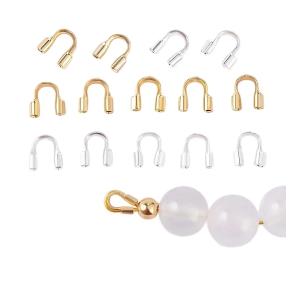 30/50pc 18K Gold Plated Brass Wire Guard Guardian Protectors Loops U Shape Clasps Connector DIY Necklace Bracelet Accessories