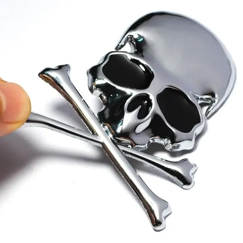 3D Metal Skull Skeleton Crossbones Car Motorcycle Sticker Truck Label Badge  Styling Decoration view 4