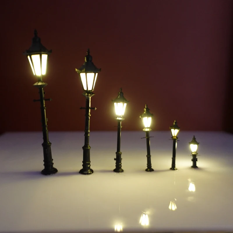 3pcs Model Lights Ho N O Scale 3v Lamppost Lamps Model Garden Street Park Lamps Trains Railway Park Layout without Power Source