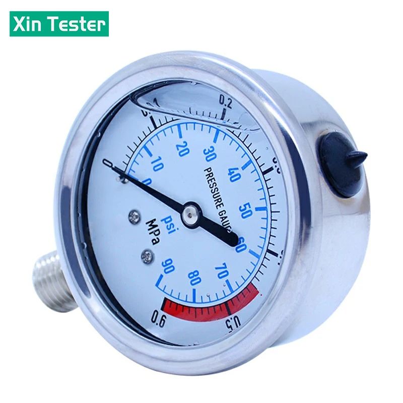 Xin Tester 0-60MPa  Air Oil Water Hydraulic Pressure Gauge 60MM Psi For Home G1/4 Radial Stainless Steel Manometer YN60