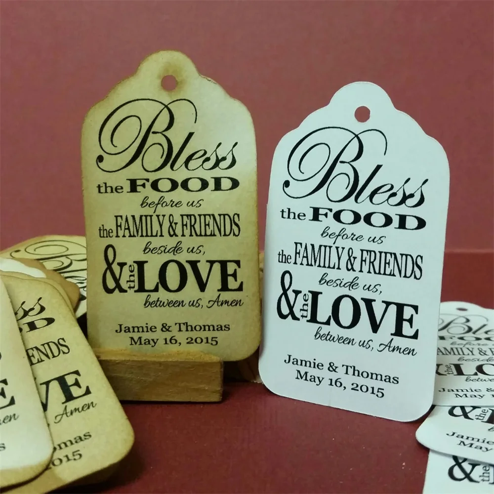 50PCS Thank you for Sharing our First Meal as Mr and Mrs MEDIUM Personalized Wedding Favor Tag choose your amount