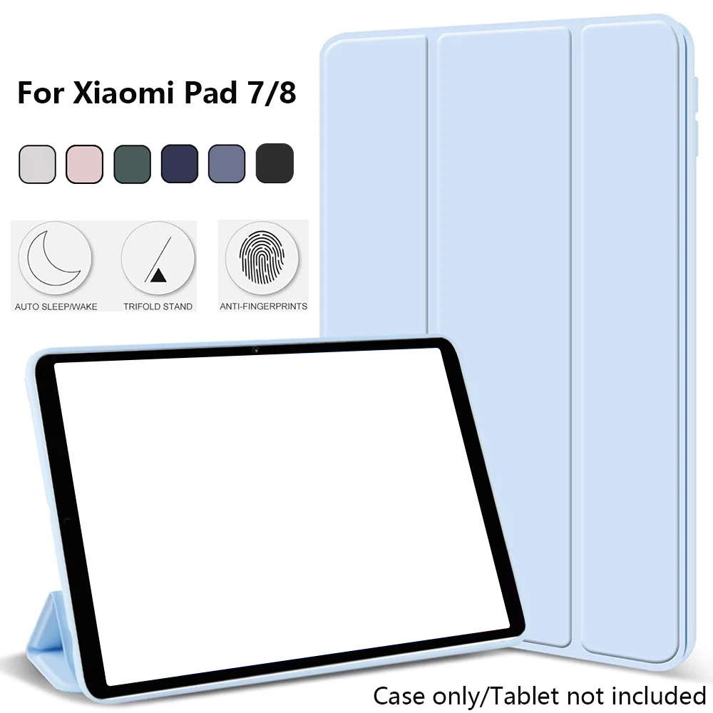 

case for Xiaomi Pad 7 8 Pro 11.2", Trifold Stand Smart Cover with Pencil Holder and Soft TPU Back, Auto Sleep and Wake