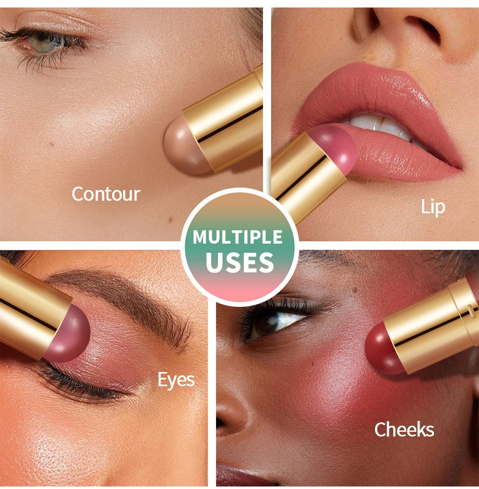 Glow&Go Multi-Use Makeup Stick Smooth Double-End Butter Blush Eye Lip Contour Multi Face Cosmetic