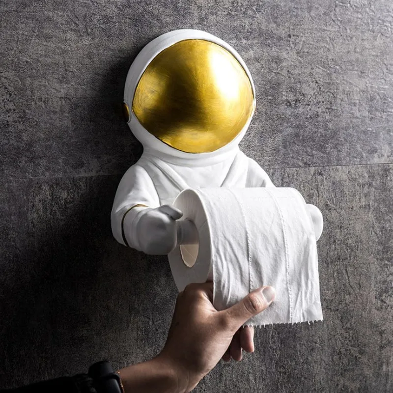 

Spaceman Rolling Paper Holder Storage Rack Creative Tissue Box Wall Hanging Free Punch In Toliet Washroom Kitchen Living Room