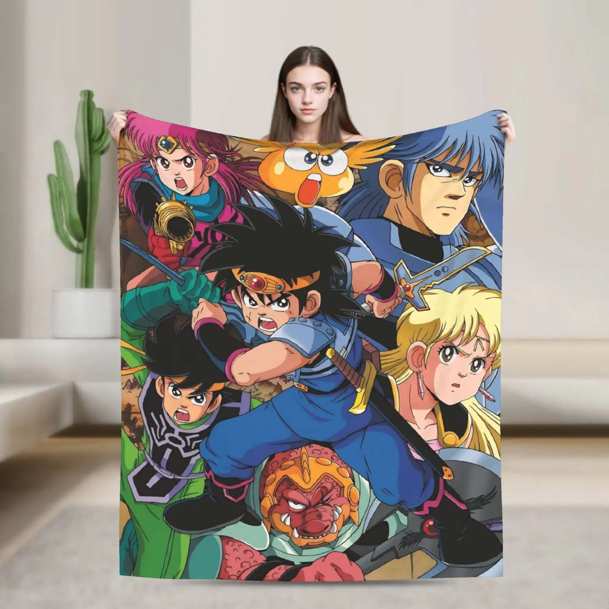Dragons Quests Game Knitted Blankets Fleece Anlace Hero Erdrick Slime Warm Throw Blankets for Bedroom Sofa Bed Rug