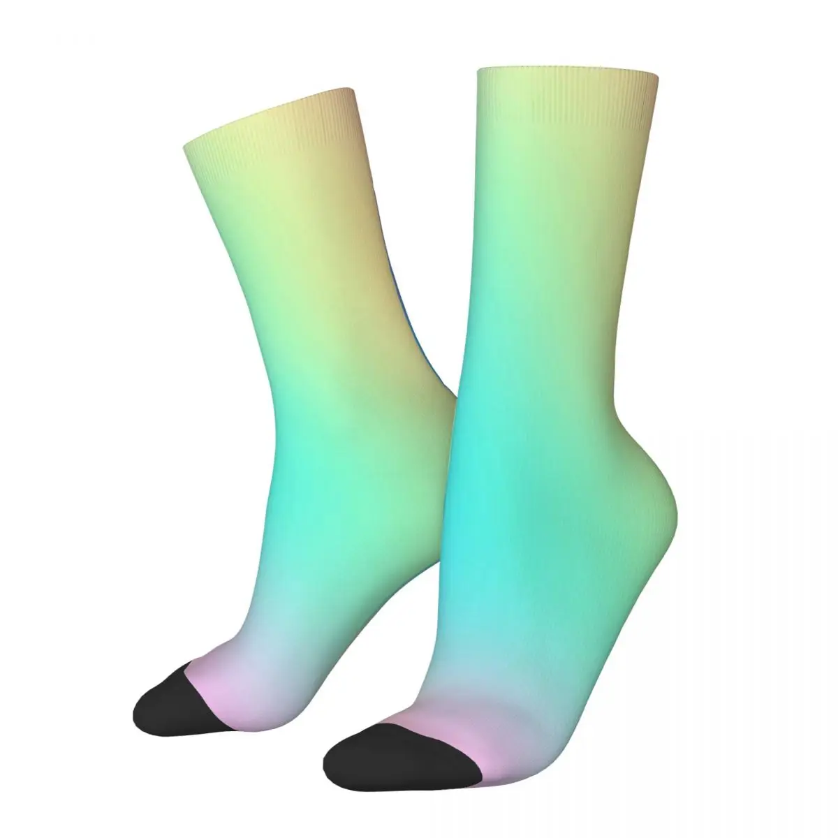 Pastel Ombre Socks Winter Rainbow Print Stockings Kawaii Female Quality Socks Graphic Running Anti-Slip Socks