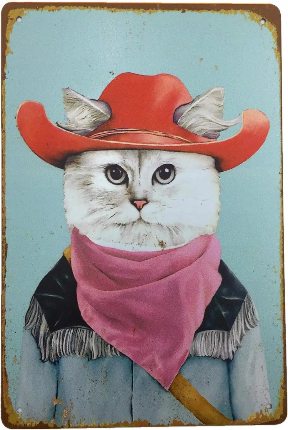 Tin Sign Retro Western Cowboy Cat Garage Bar Club Restaurant Family People Cave Fashion Retro Art Poster Wall Metal Decorat sign