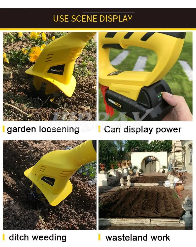 20VNew Handheld Tiller Garden Rotary Cultivator Machine Cordless Garden Power Tool Professional Portable Cultivator Garden ToolS