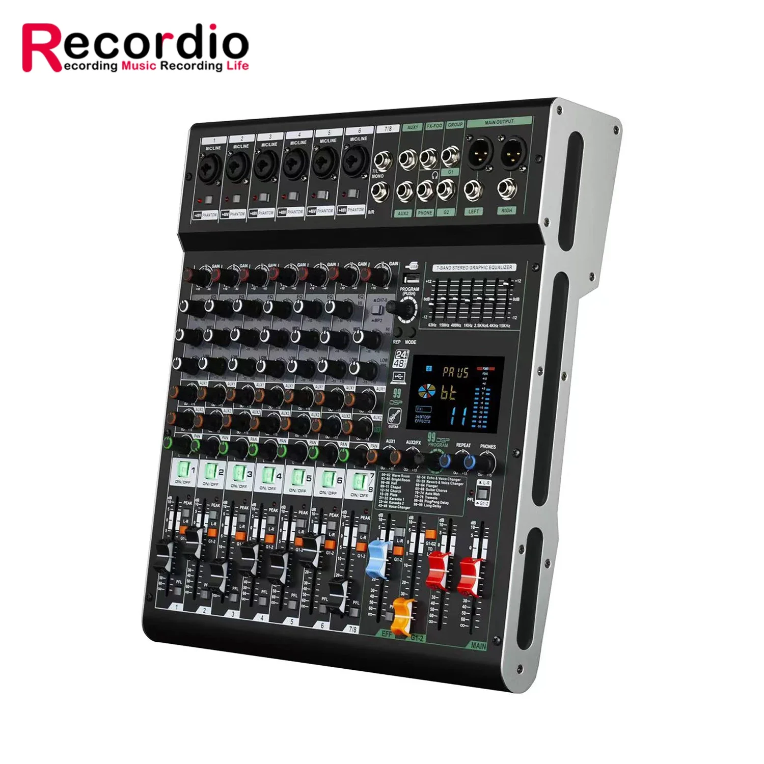 GAX-GS12 Professional 99DSP Mixer 3 Band Equalizer 48V Audio Project Mixer With MP3 USB Recording For Content Creation