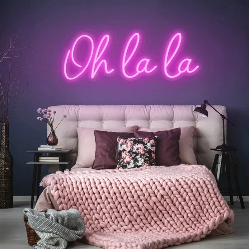 Oh La La Neon Sign Wedding Custom Transparent Acrylic Letter Home Bar Party Club Shop Room Home Bedroom Atmosphere Wall Decor