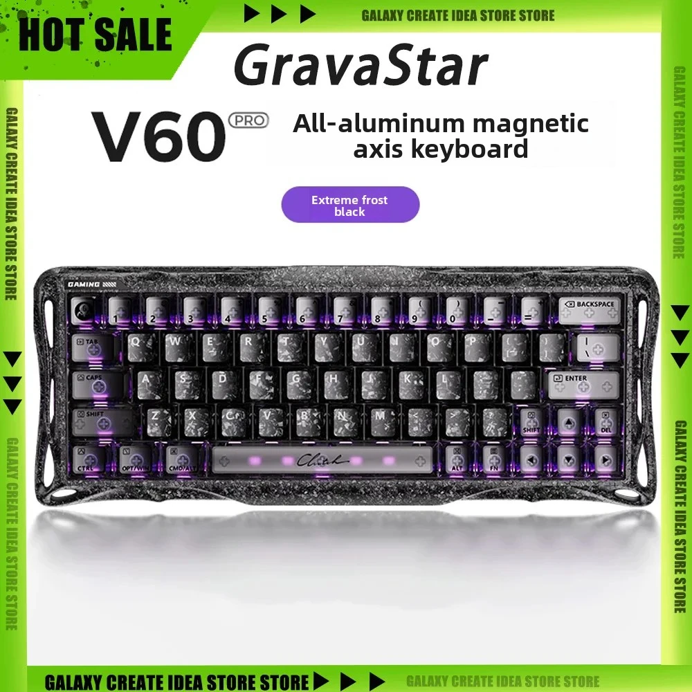 GravaStar V60 Pro All-aluminum Magnetic Switch Gaming Keyboard Low Delay 3-Mode Mechanical Keyboard PC Gamer Accessories Gifts