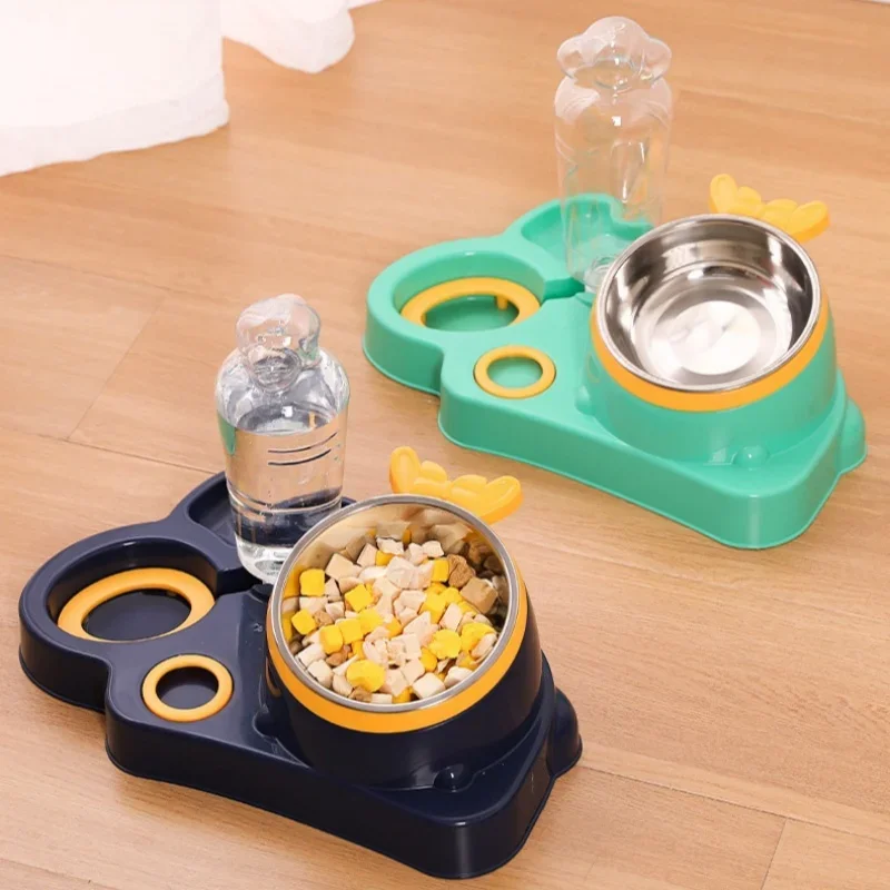 Pet Cat Bowl 15 Degrees Tilt to Protect Cervical Vertebrae Dog Food Bowl Automatic Drinking Feeder Pet Cat Dog Feeding Supplies