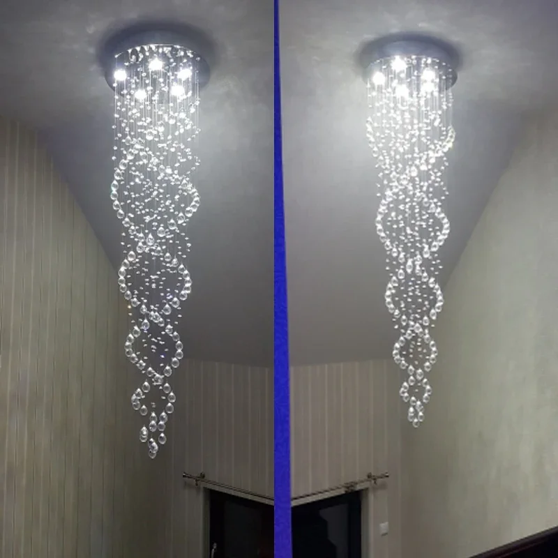 Imagem -05 - Modernos Led Crystal Chandeliers Pendurado Lâmpada Luminária para Escada Luzes da Escada Hotel Villa Vaidade Quarto Luxo