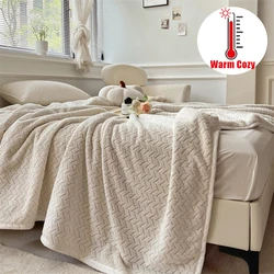 Cozy Wheat Stalk Pattern Weighted Blanket - 280 GSM Plush Coral Fleece with Stylish Piping for a Comfortable and Warm Sleep