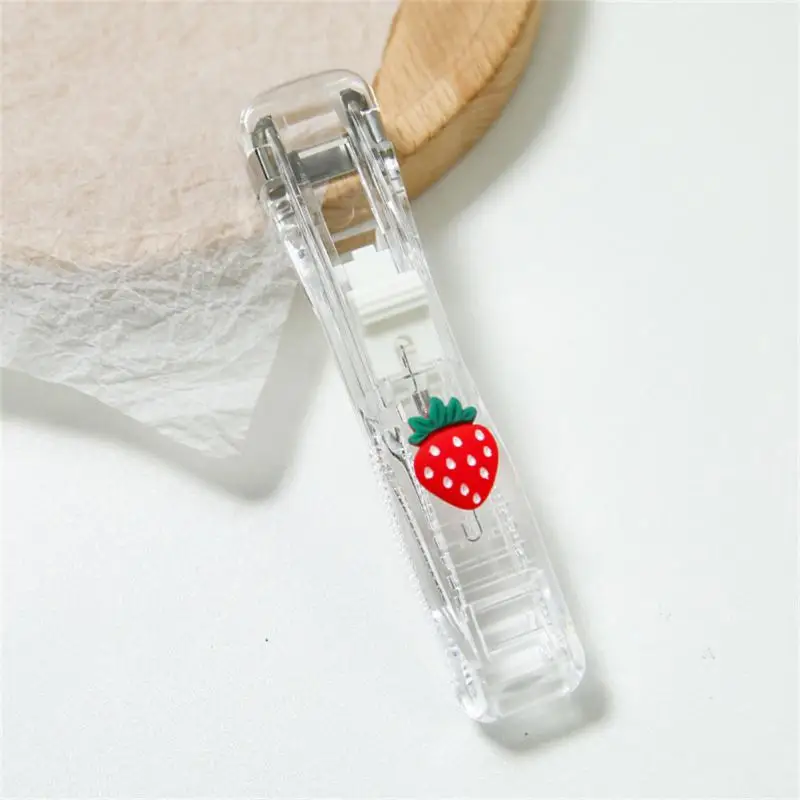 Staple Metal Clip Push Hand Paper Clipper with Refill Fixing Organizing Stapler Reusable Push Clamp for Document File Stationary