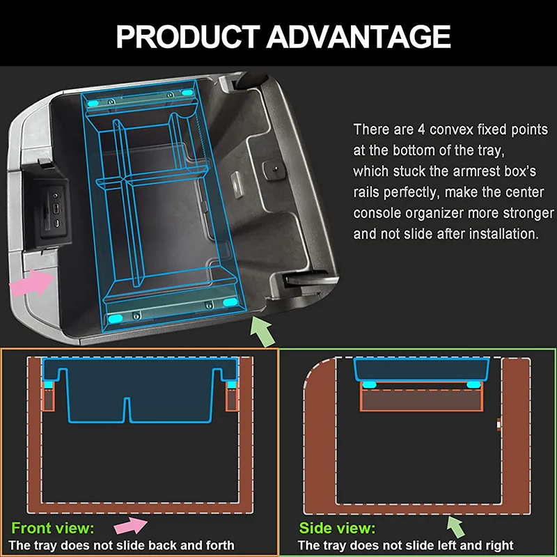 For Chevy Silverado/GMC Sierra 2500/3500HD 2020 2021 2022 2023 Accessories Organizer Bracket Tray Container Stowing Glove Box 6