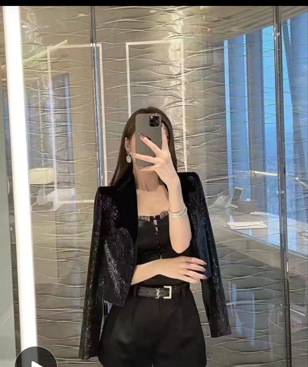 Dragon Scale  Autumn New Fashion Versatile Slimming Shiny Sequin Suit Jacket Women Short Open Cardigan Top Sparkling