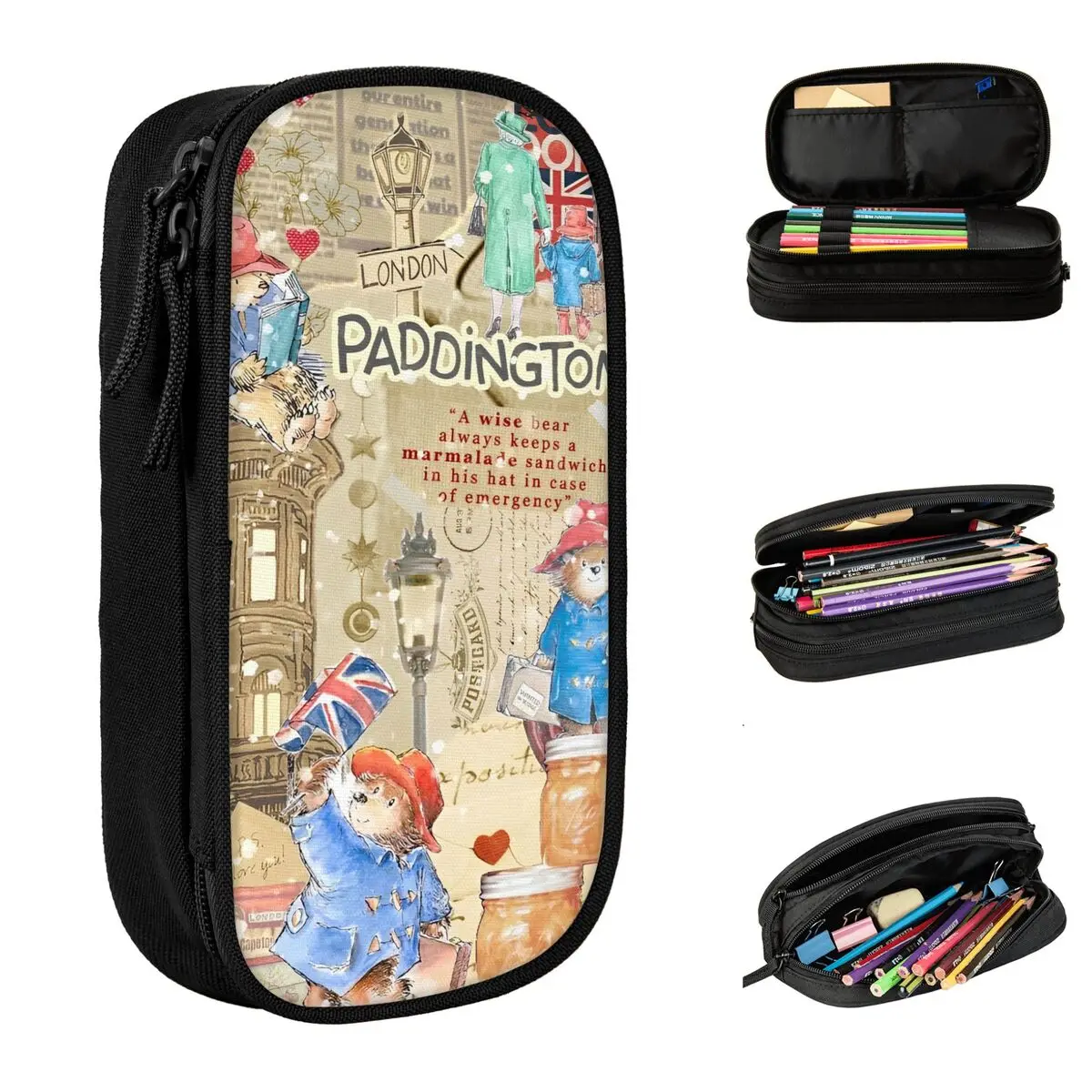 

Britain Cartoon Paddington Brown Bear Pencil Cases Movie Pen Bag Student Large Storage Students School Gift Pencil Pouch