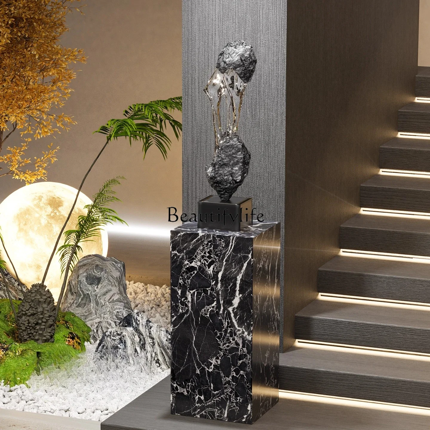 

LXHotel lobby stone to run sculpture artwork living room floor ornamentSSS