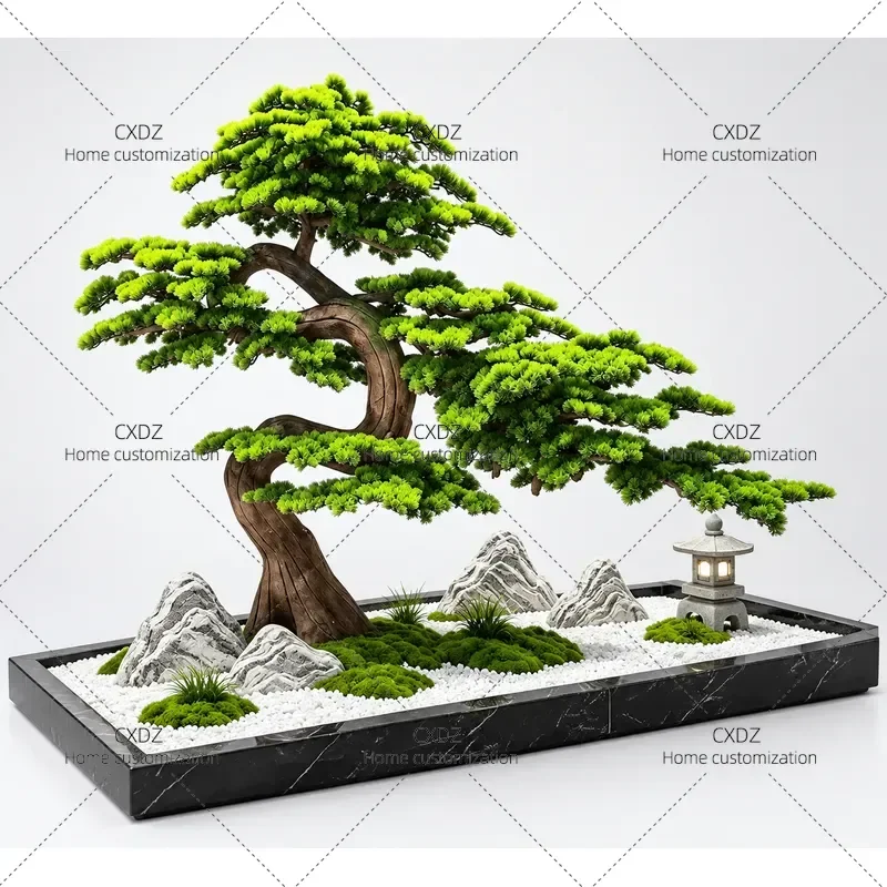 New Chinese Style Simulated Welcome Pine Floor Rockery Landscaping Entrance Living Room Hotel Dry Landscape Zen Large Fake