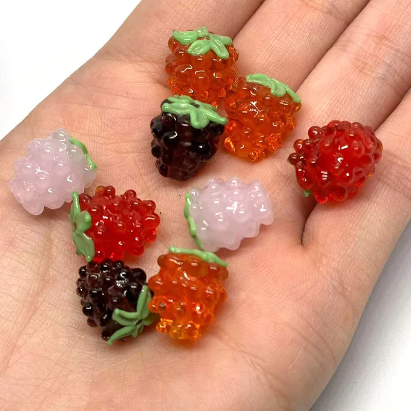 5Pcs Handmade Glazed Beads Plump Raspberry Fruit DIY Earrings Accessories Necklace Bracelet Beaded Material